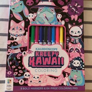 Kawaii Creepy 64- Page Coloring Pad & Markers